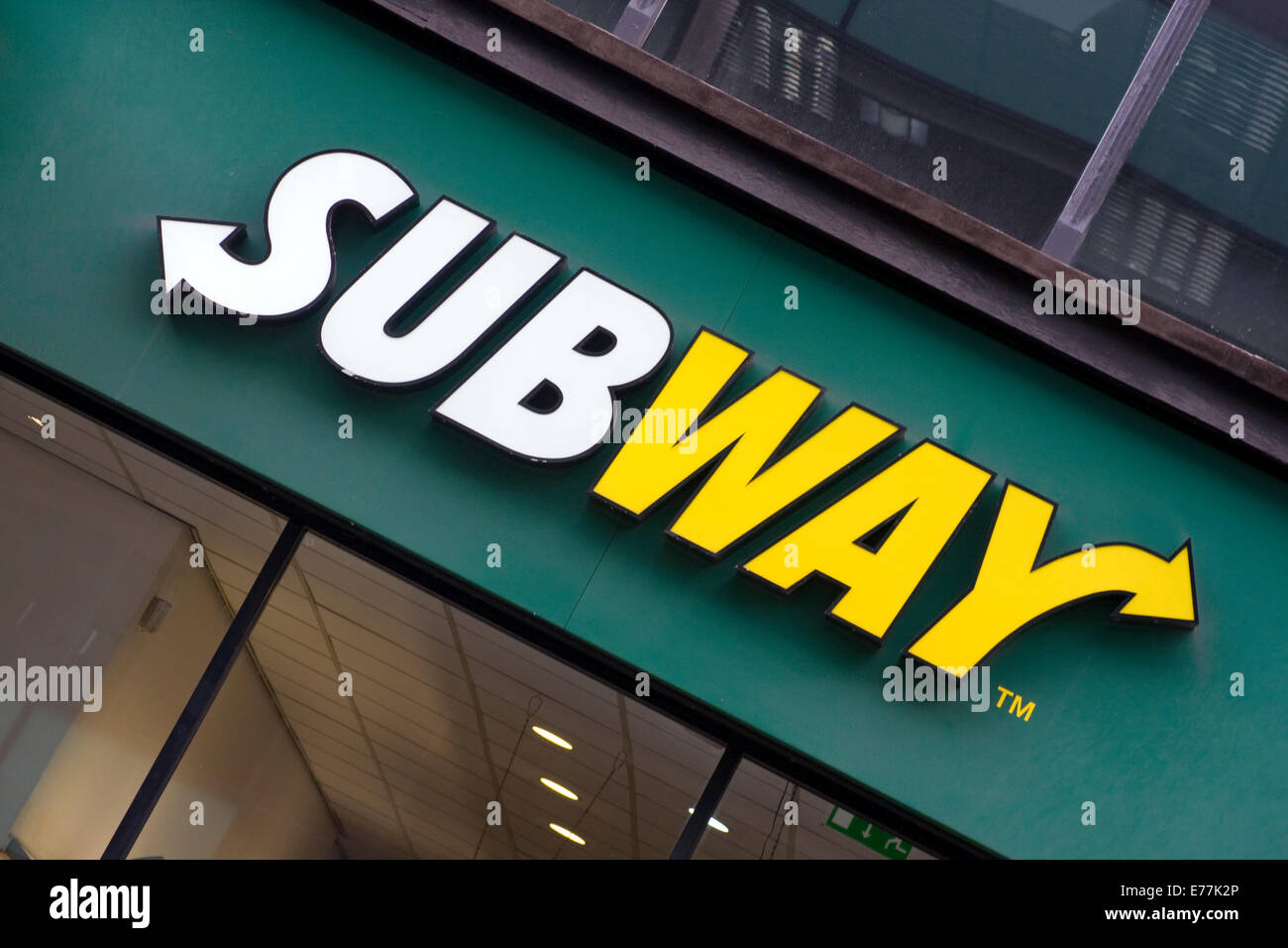 Subway Fast Food sign Stock Photo