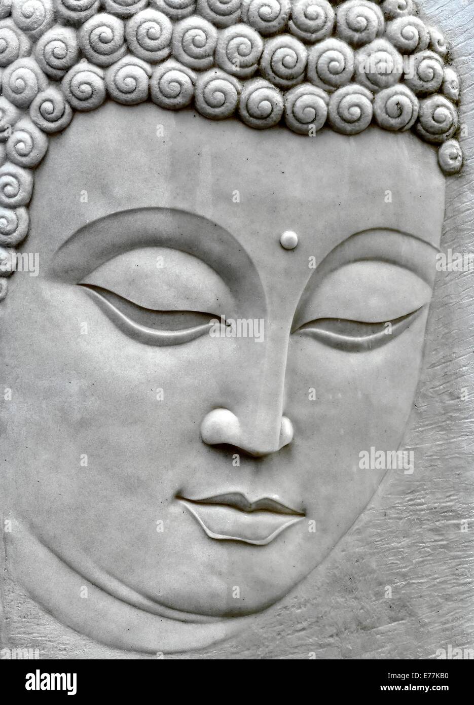 Close up of a buddah buddha stone face Stock Photo