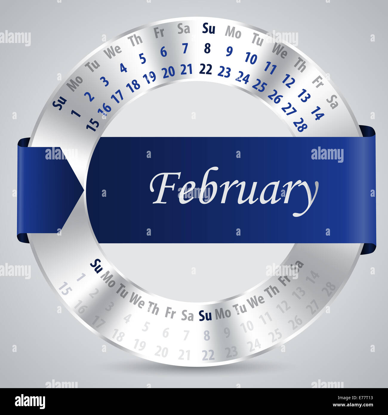 2015 calendar design with metallic ring and ribbon - february month ...