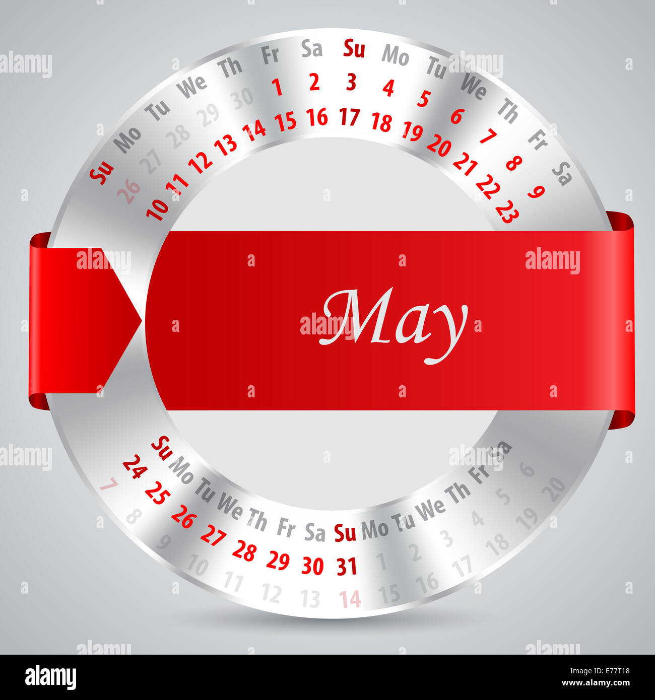 15 Calendar Design With Metallic Ring And Ribbon May Month Stock Photo Alamy