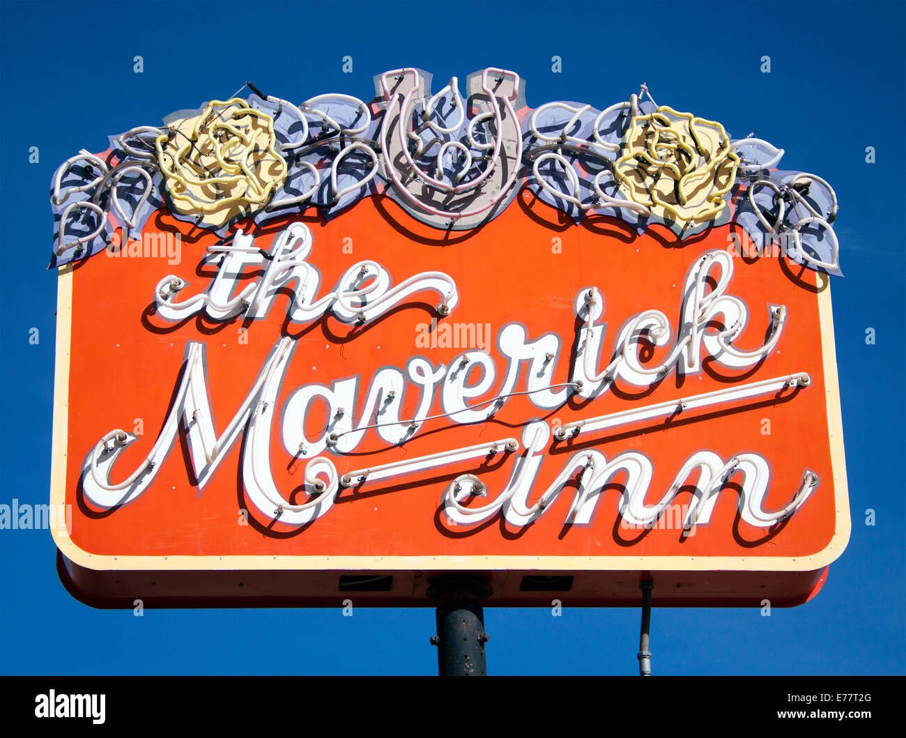 The Maverick Inn sign in Alpine Texas Stock Photo