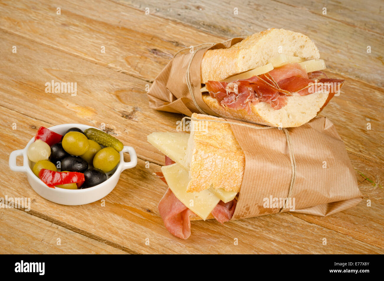 Traditional Spanish sub together with a pickles tapa Stock Photo Alamy