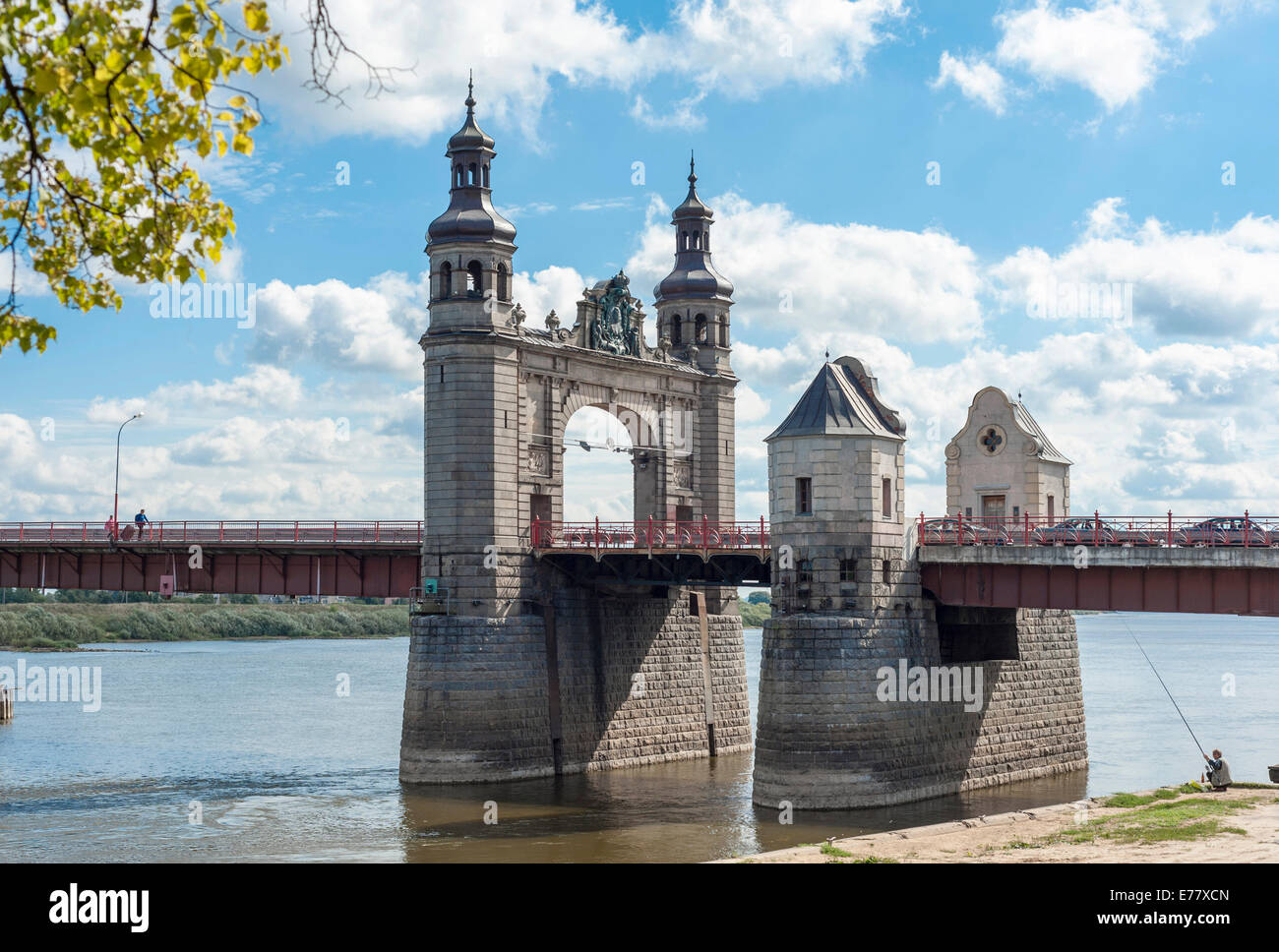 Queen Louise Bridge, 1907, only the southern bridge portal remaining after a sustained explosion during World War II, steel Stock Photo