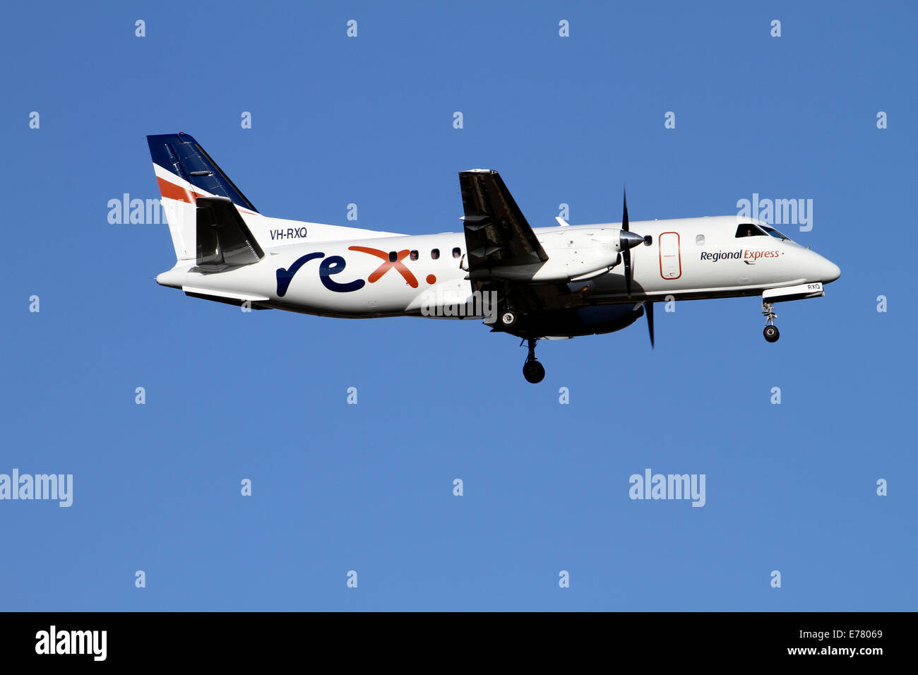 A Regional Express aircraft coming in to land at Adelaide Airport Australia Stock Photo