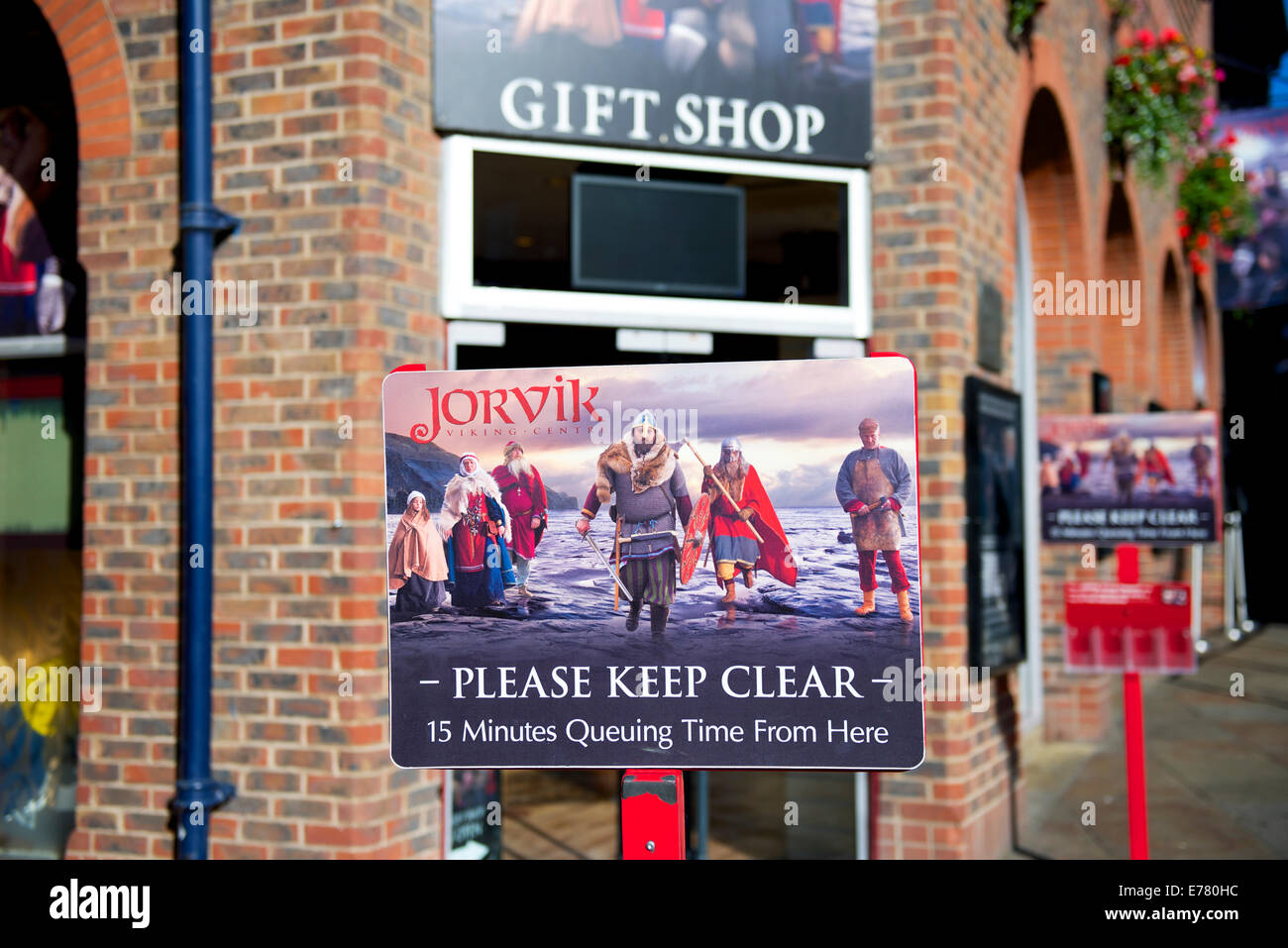 Sign for the Jorvik Viking Centre, Coppergate, York, North Yorkshire, England UK Stock Photo