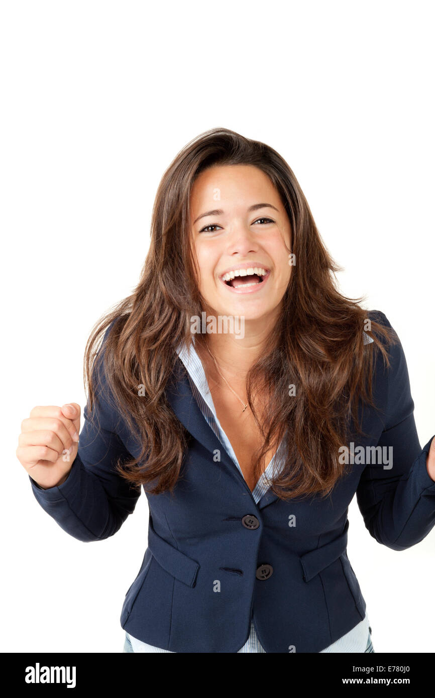 Portrait of brunette girl, isolated on white background Stock Photo - Alamy