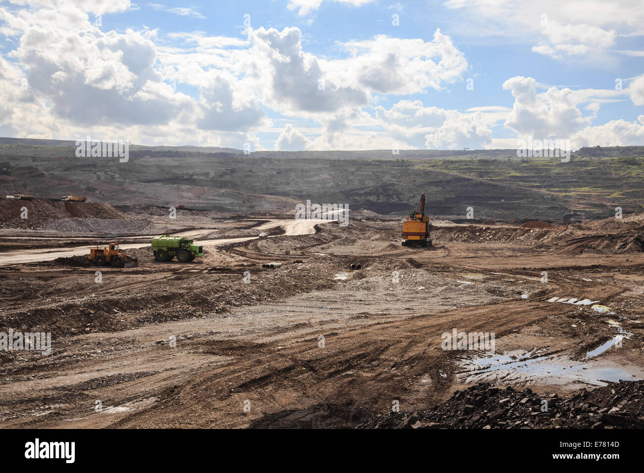 Working site at lignite mine in lampang, thailand Stock Photo