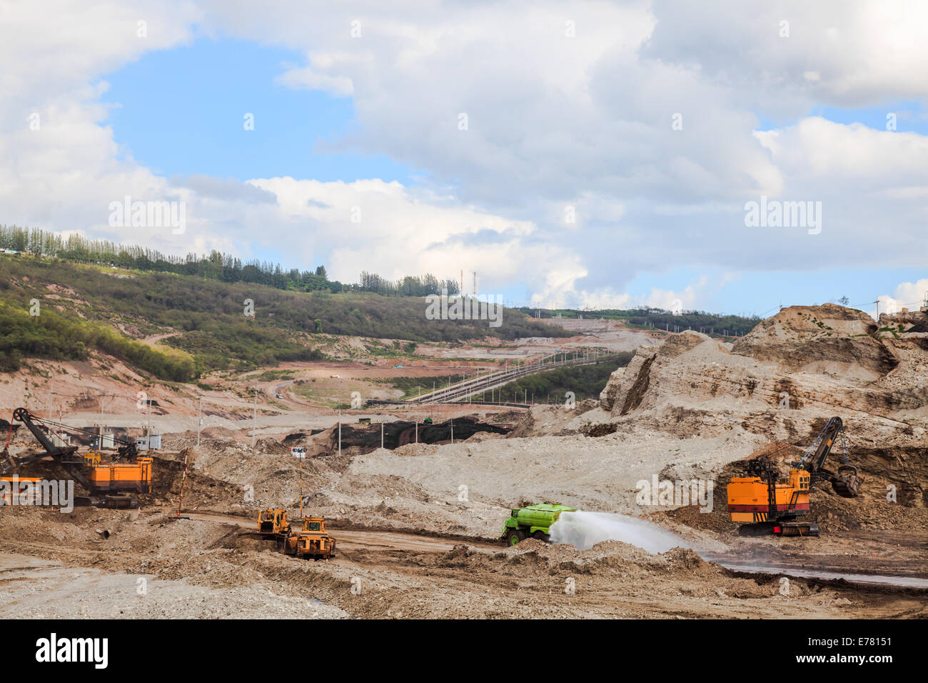 Heavy equipment working in quarry at lampang, thailand Stock Photo