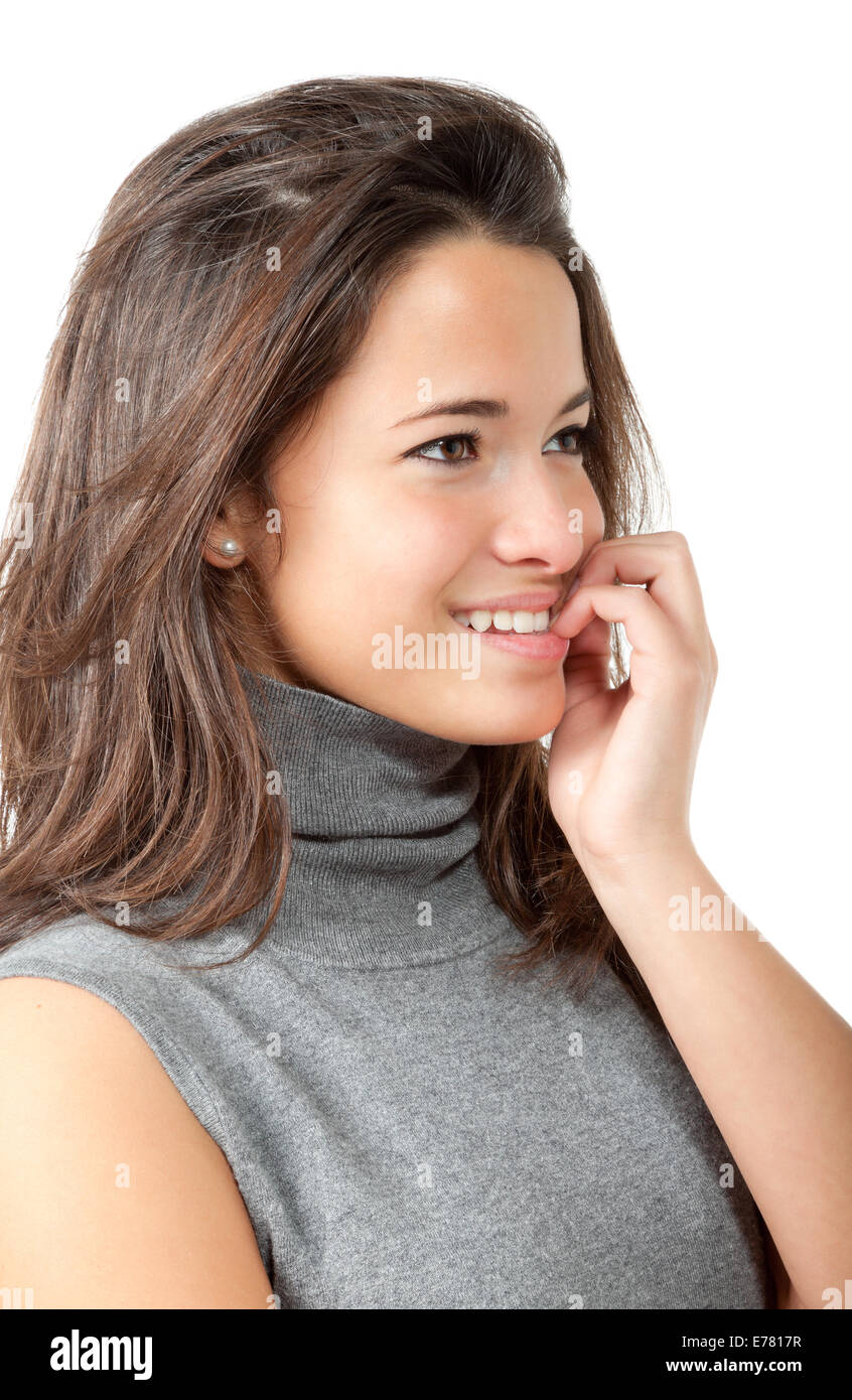 young woman surprise, isolated on white background Stock Photo - Alamy