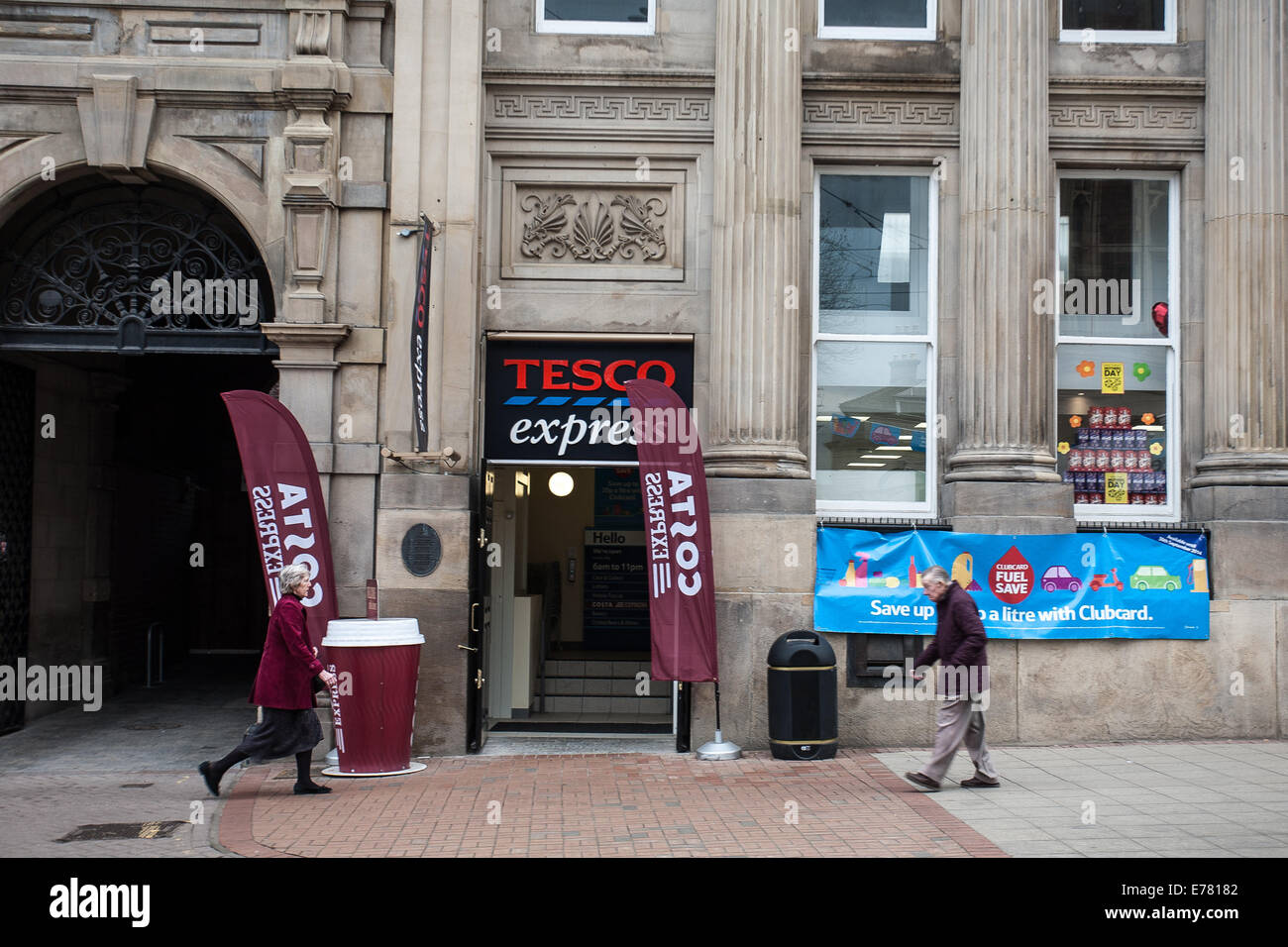 Tesco Express Local small Supermarket and Costa Coffee on Church Street