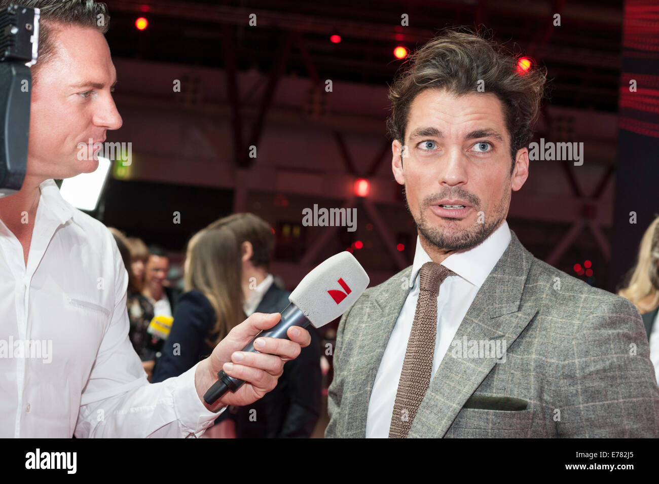 London, UK. 8th September, 2014. of the all-new baby saloon, Jaguar XE, at the Earls Court Exhibition Centre, London. Pictured: David Gandy. Credit:  Lee Thomas/Alamy Live News Stock Photo