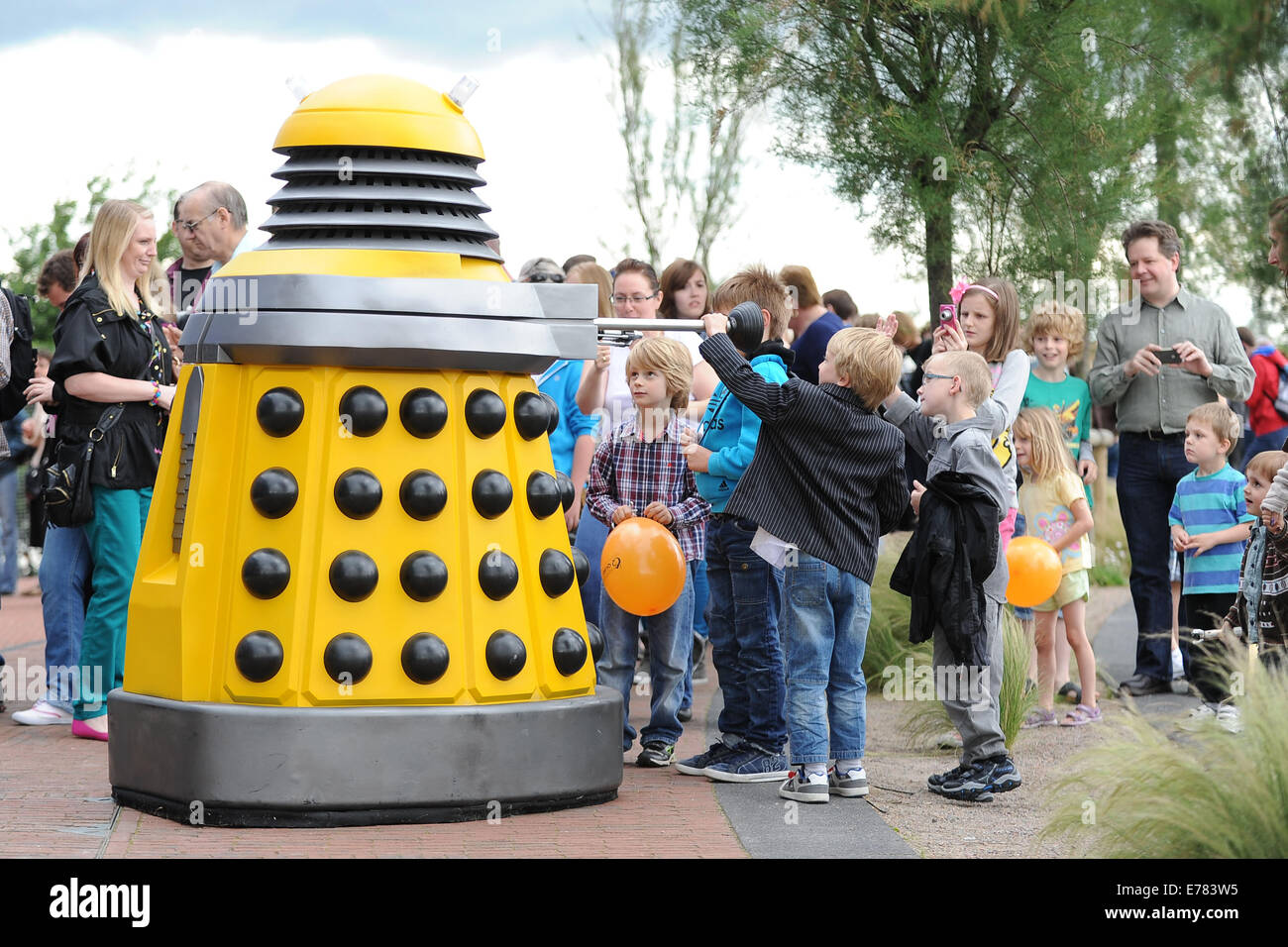 Doctor Who fans at the Doctor Who Experience at Cardiff Bay, South Wales. Stock Photo