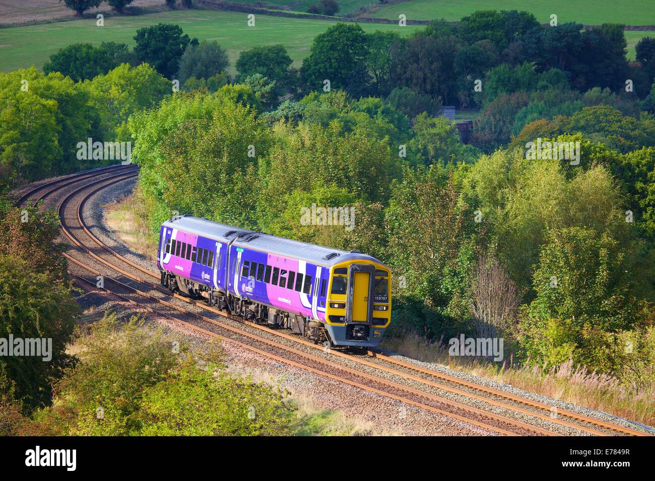 Northern Rail Sprinter passenger train near Low Baron Wood Farm ...