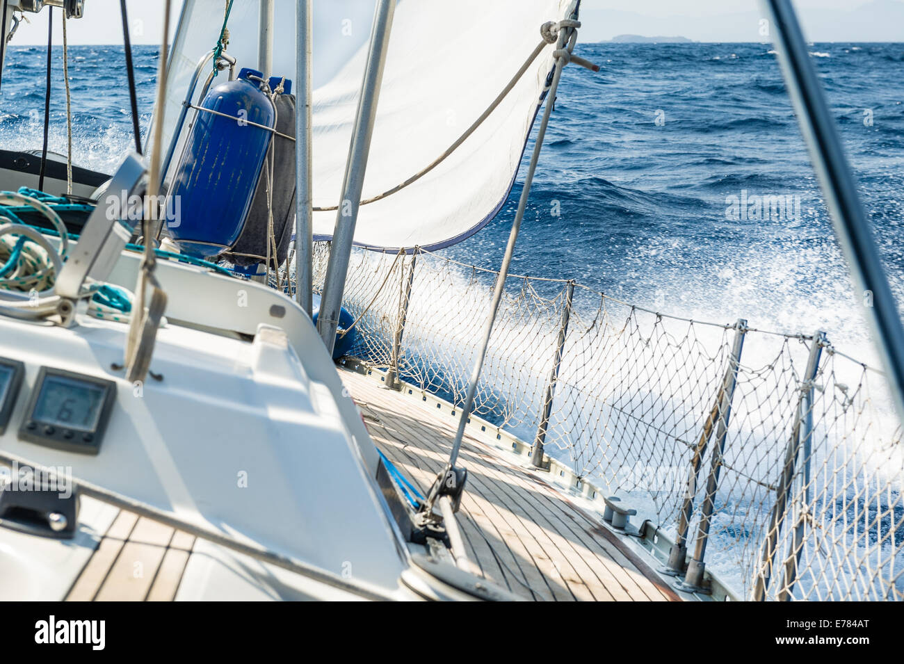 Fast sailing cruising yacht at heeling Stock Photo Alamy