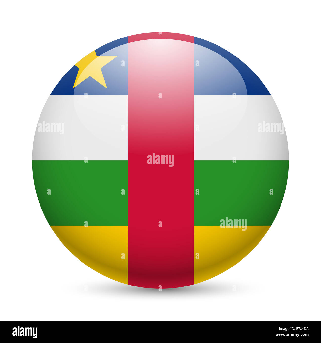 Flag of Central African Republic as round glossy icon. Button with flag ...