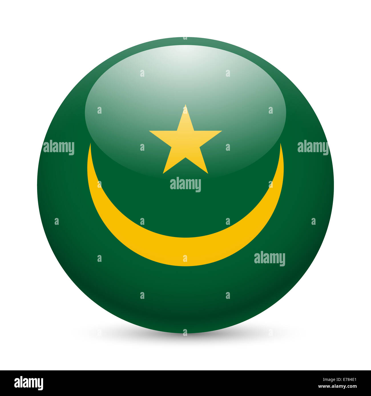 Flag of Mauritania as round glossy icon. Button with Mauritanian flag ...