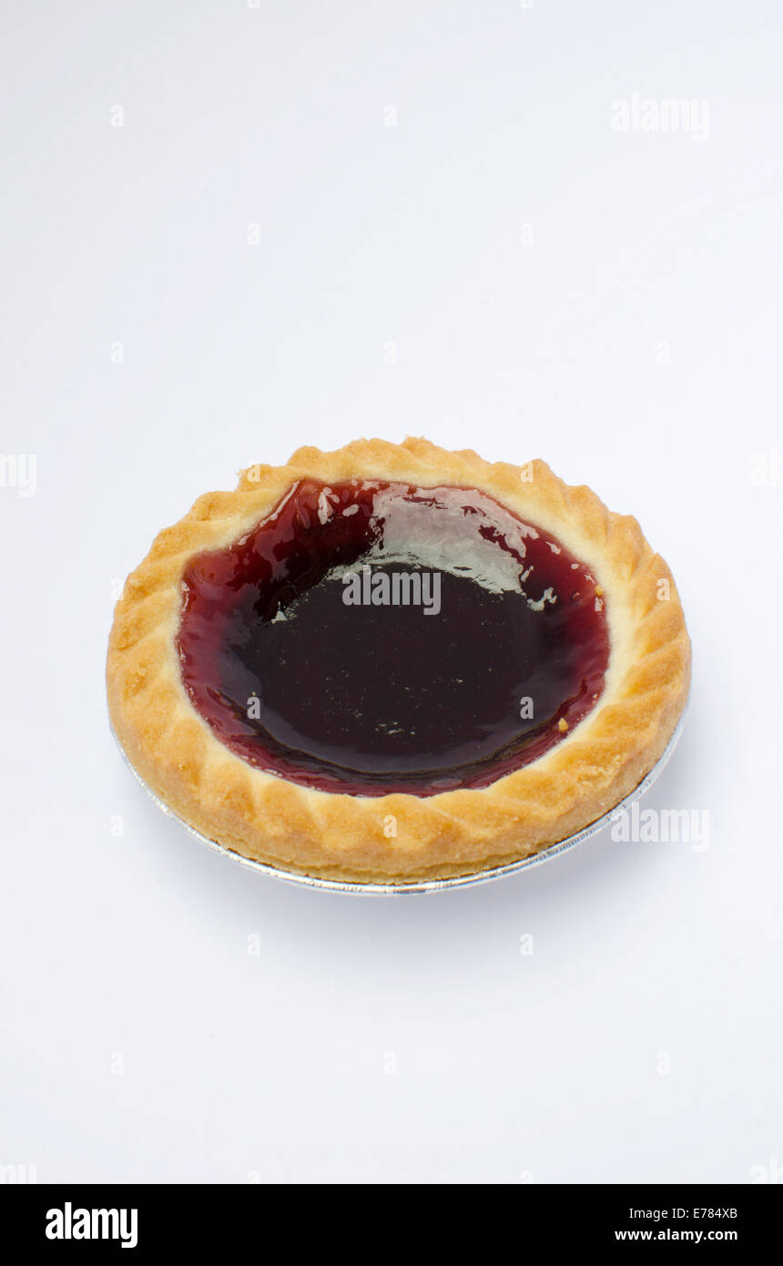 Raspberry Jam tart on white background Stock Photo