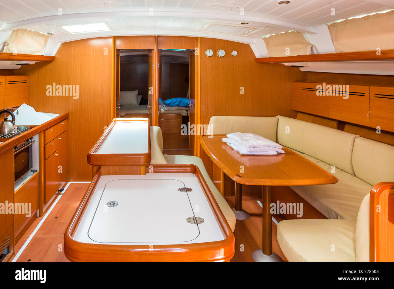 Sailing boat interior Stock Photo