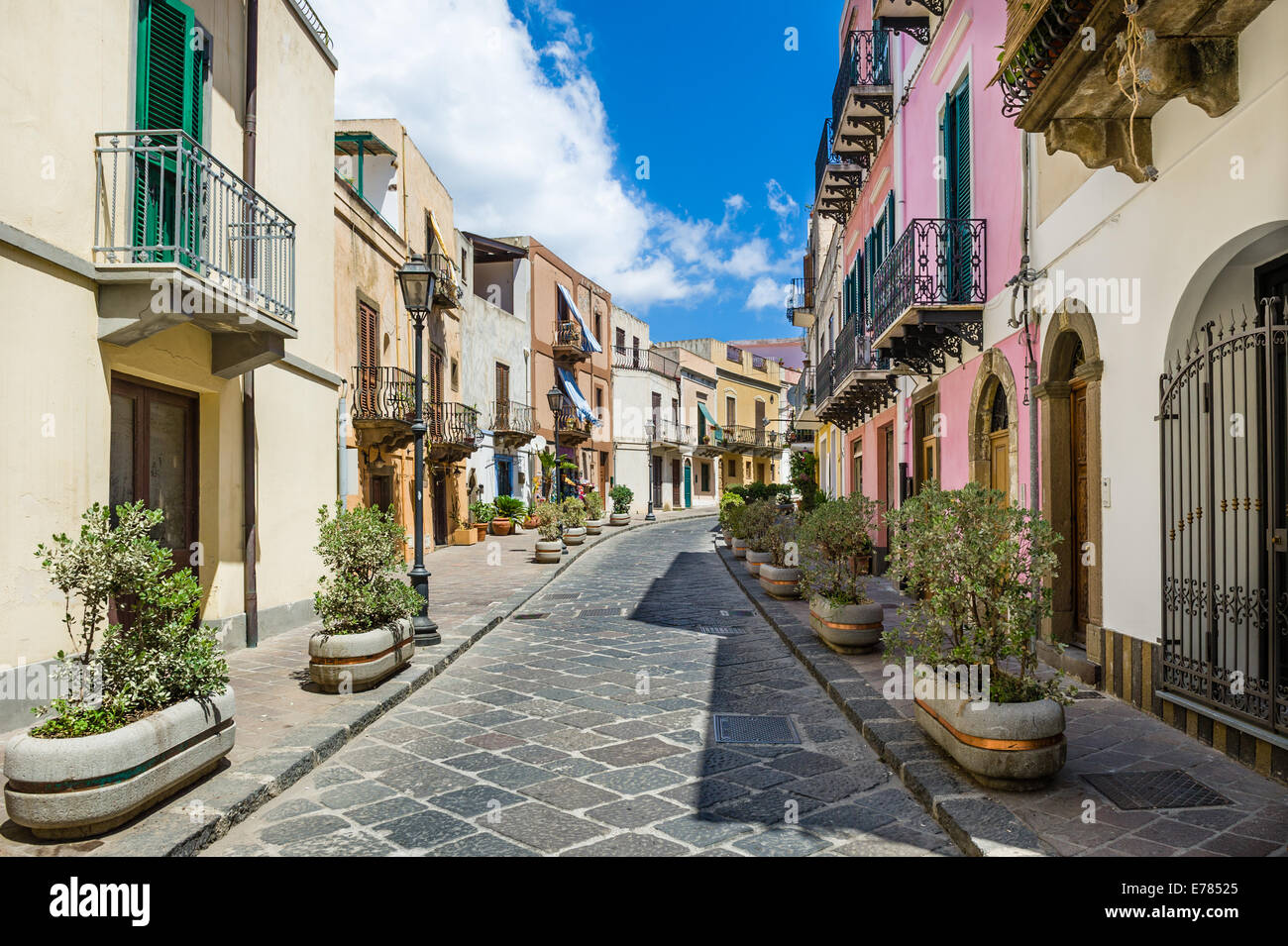 Lipari colorful old town streets Stock Photo