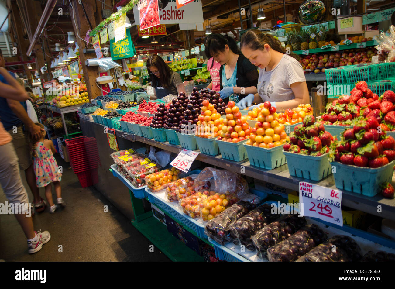 Fruit stall, Granville Island market, Vancouver Stock Photo Alamy