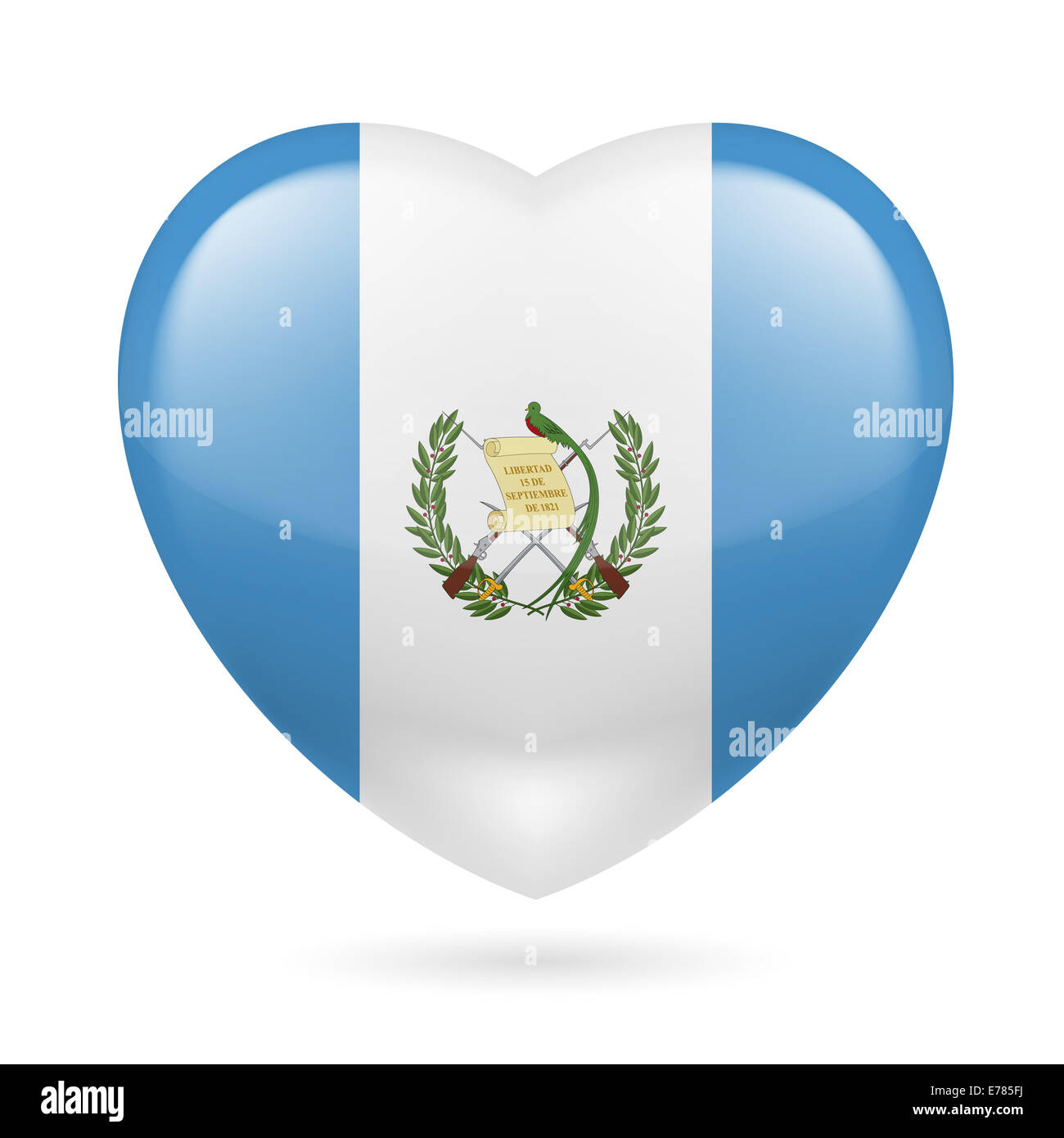 Heart with Guatemalan flag colors. I love Guatemala Stock Photo