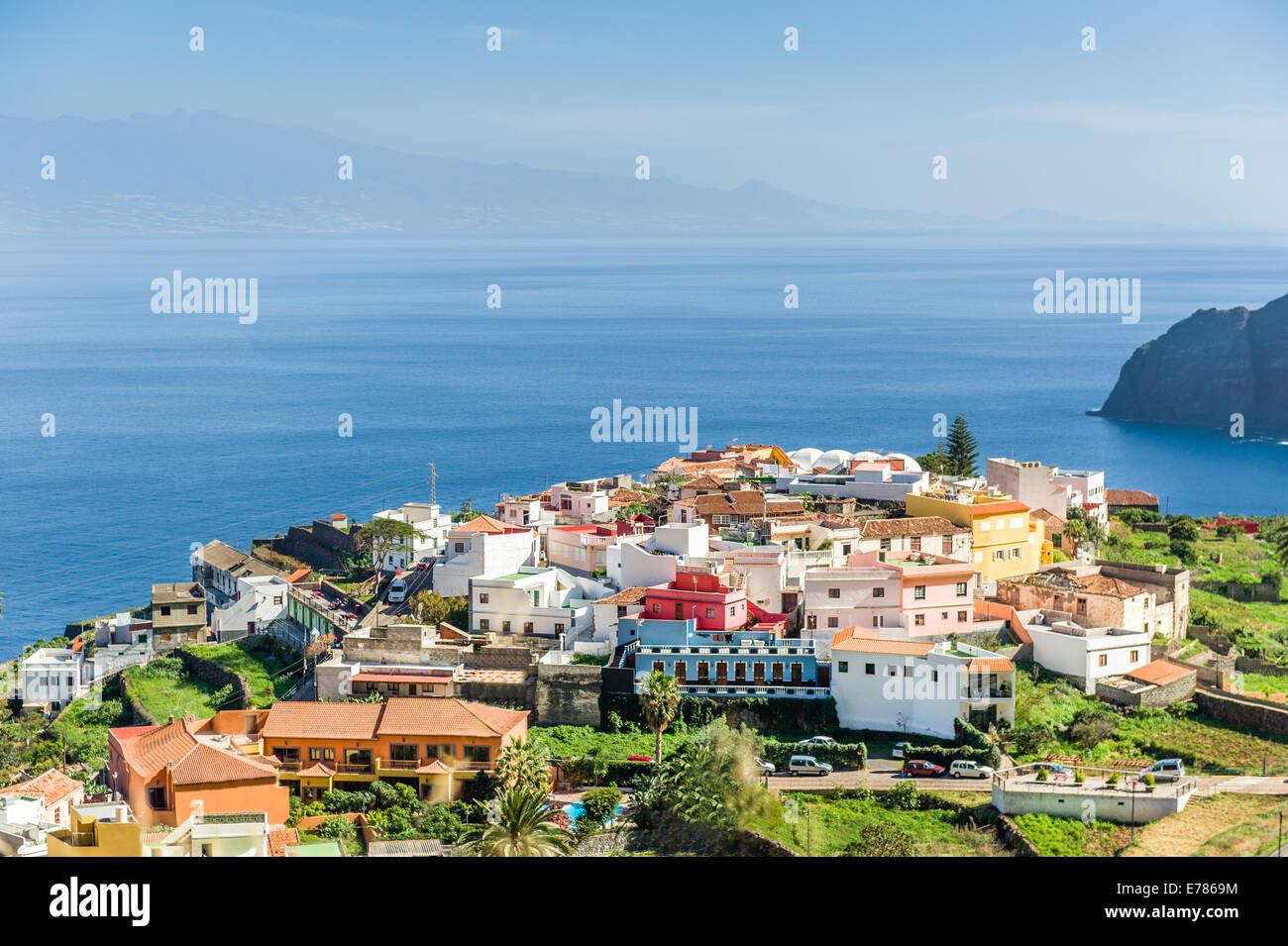 Typical Canary village on the cape of La Gomera island Stock Photo