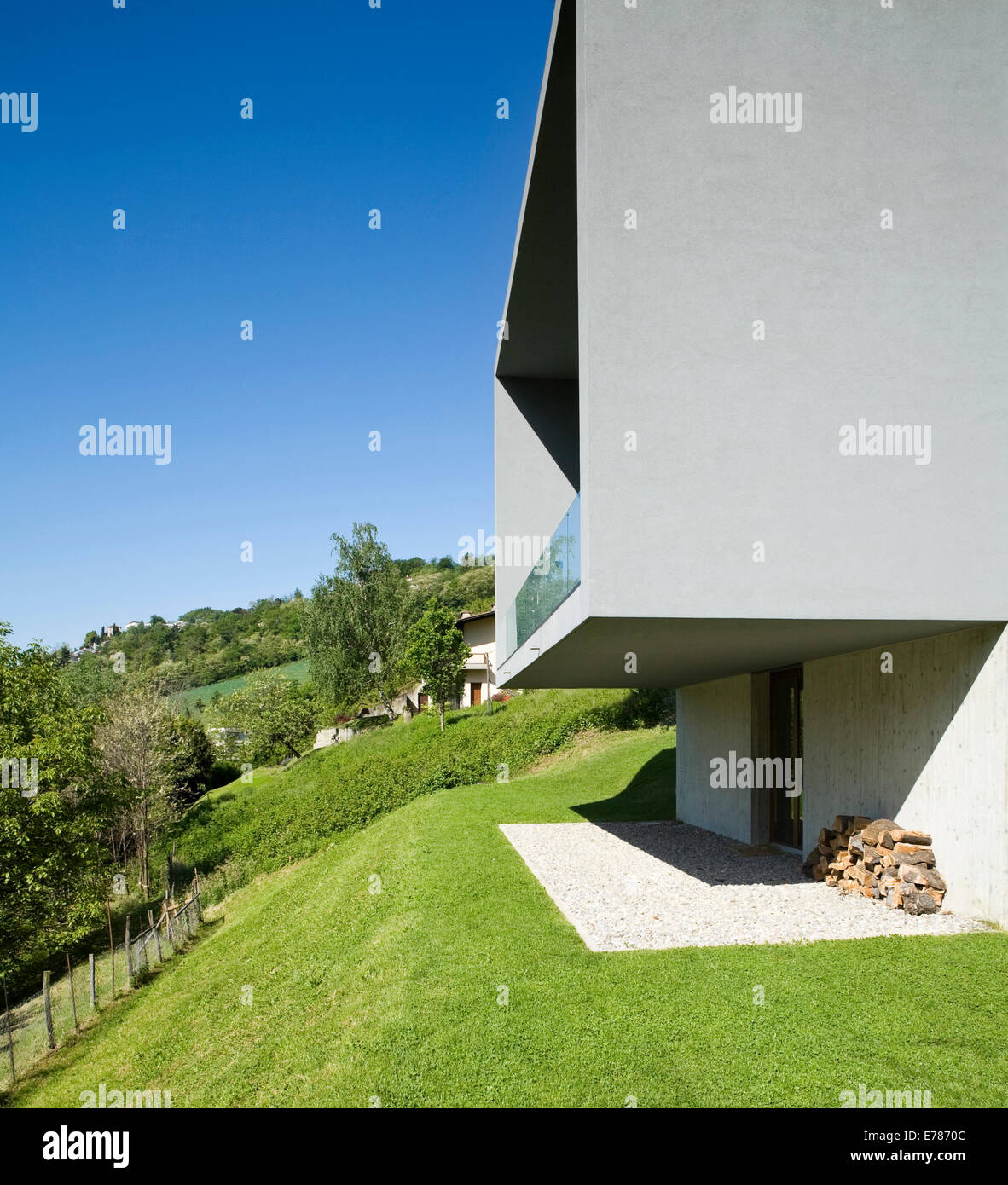Modern house surrounded by nature, outdoors Stock Photo