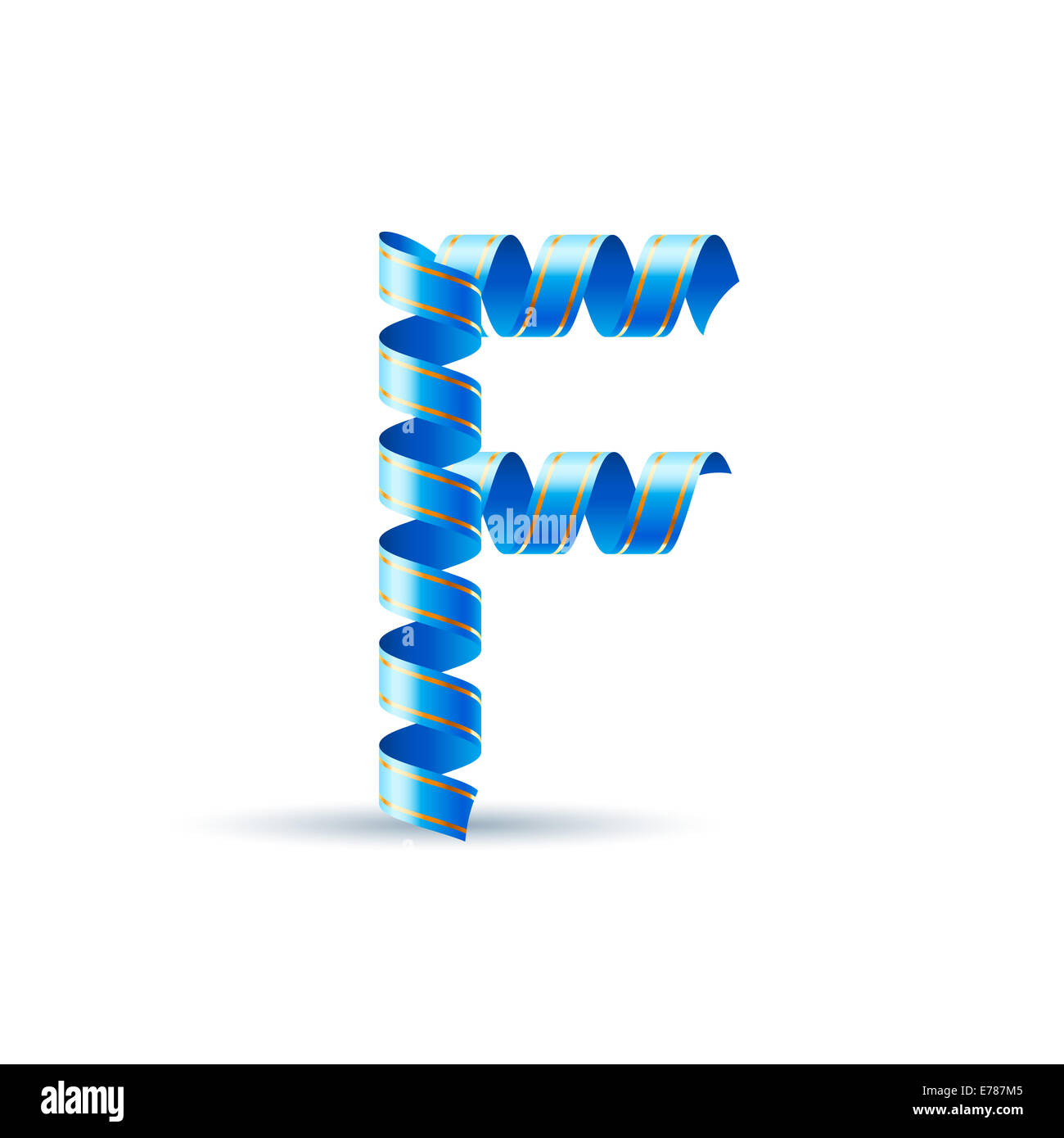 Letter F made of blue curled shiny ribbon Stock Photo - Alamy