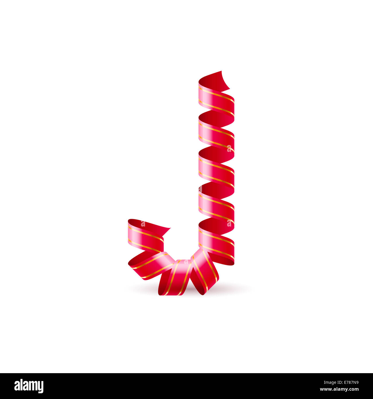 Letter J made of red curled shiny ribbon Stock Photo Alamy