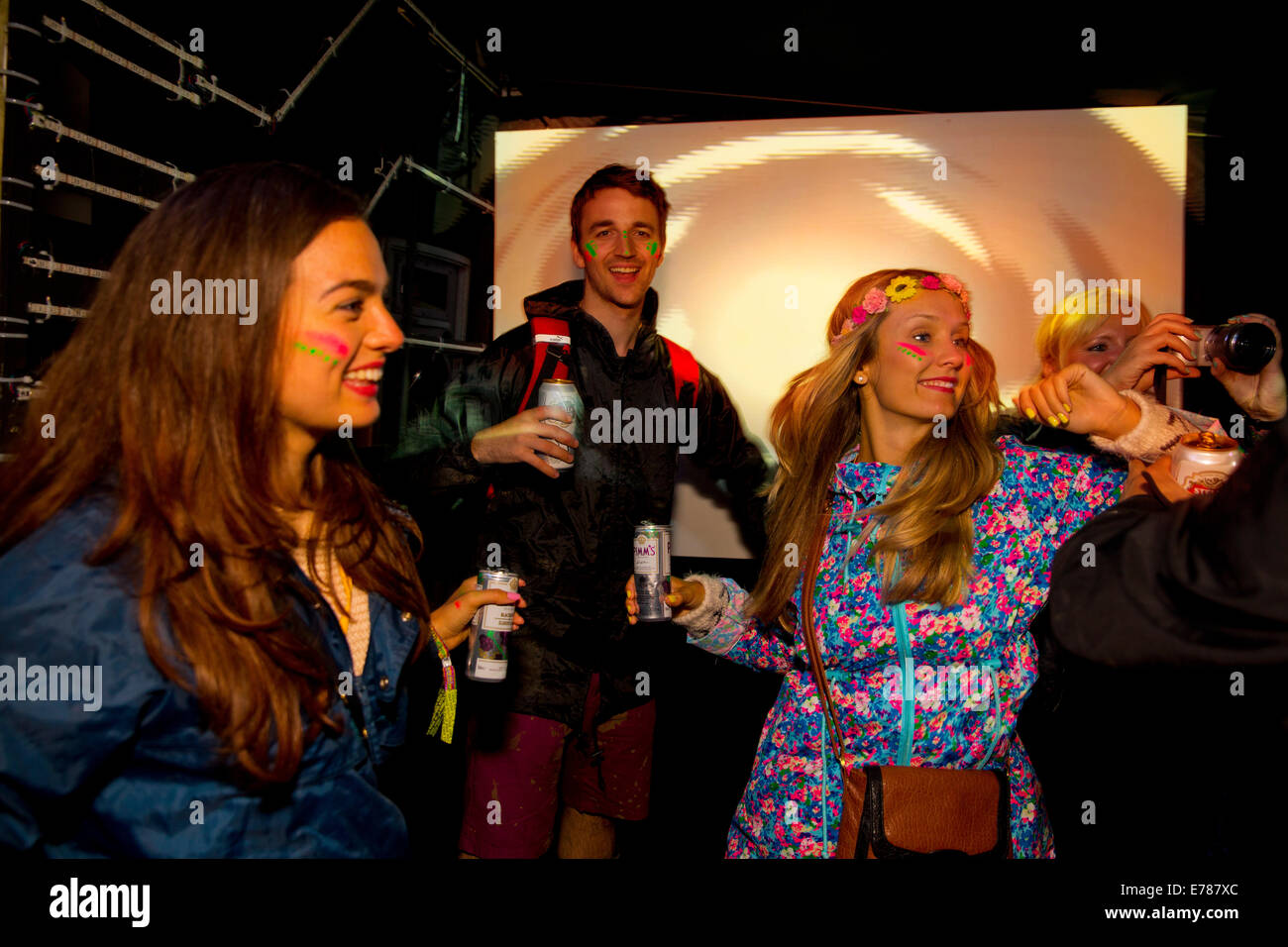 Glastonbury Festival 2014. clubbers in Shangri-La the after-hours epicentre of Glastonbury Festival Stock Photo