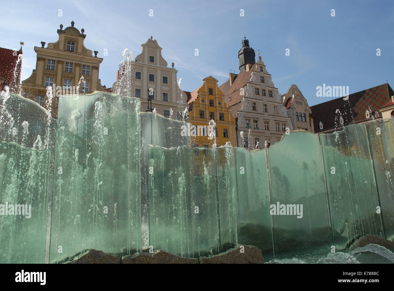 Fountain in Rynek Ratusz, Wroclaw, Lower Silesia, Poland Stock Photo