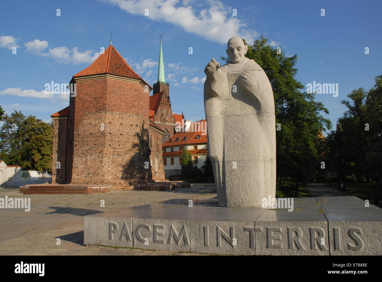 Granite statue of Pope John XXII, Wroclaw, Lower Silesia, Poland Stock Photo