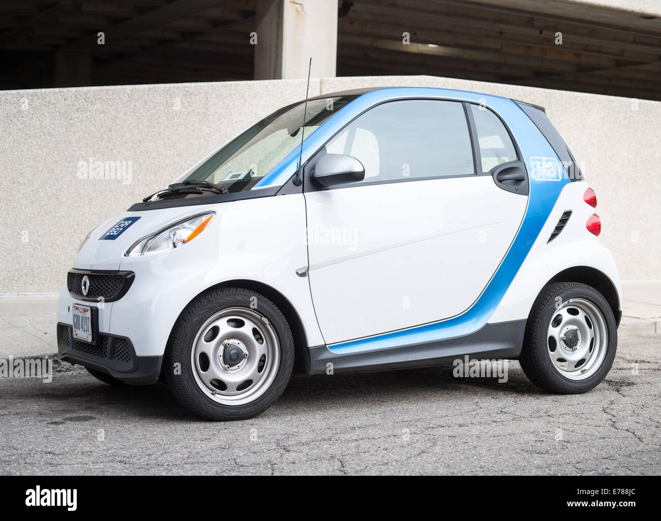Smart Car (Car2Go) parked in Columbus Ohio Stock Photo