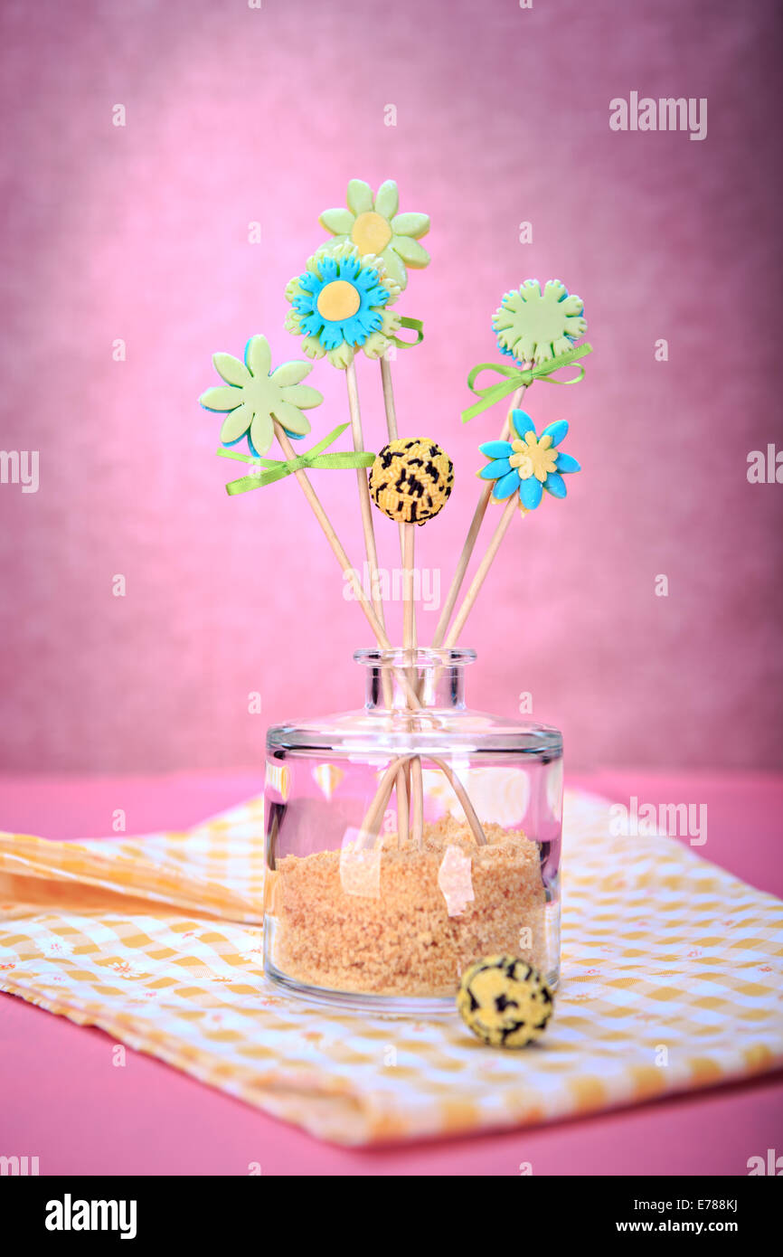 a still life with flowers made out of fondant Stock Photo