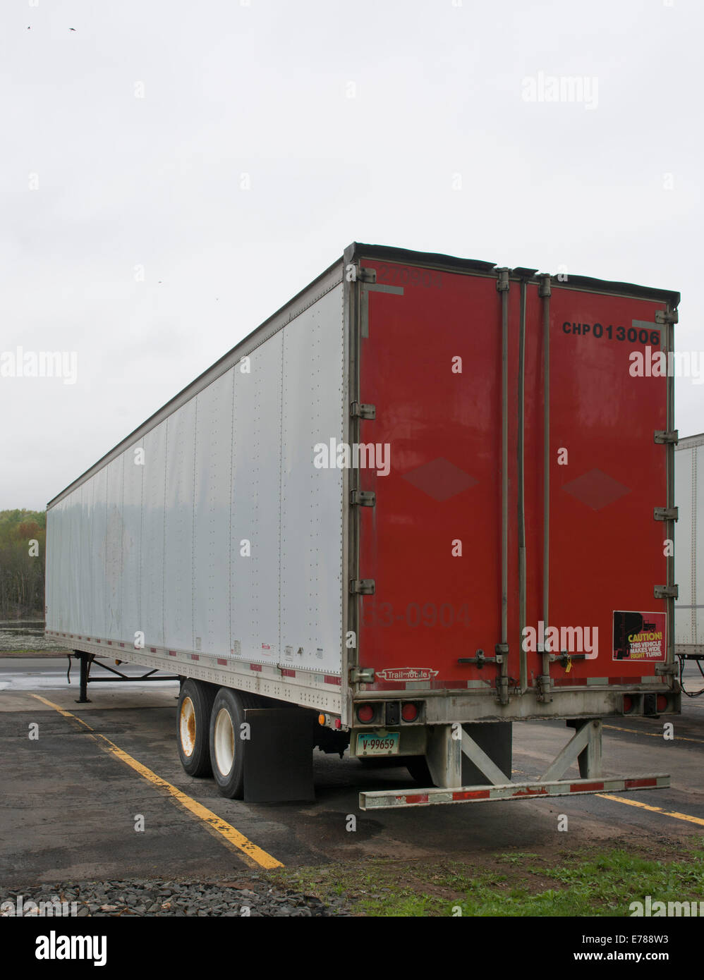 Truck trailer detail at Bozzuto's Distribution center. Stock Photo