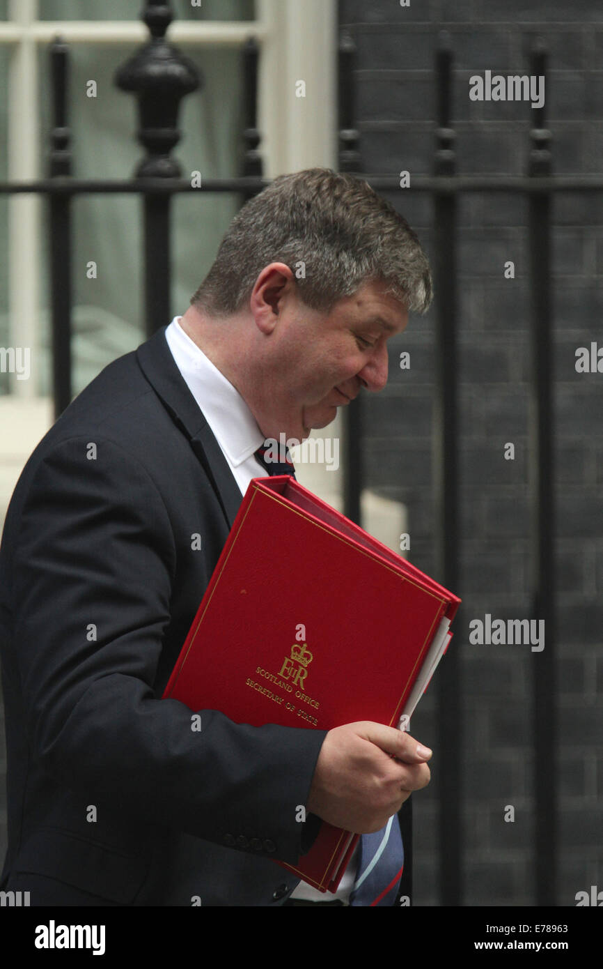 London,UK, 9th September 2014: Scottish Secretary Alistair Carmichael at 10 Downing Street, London. Stock Photo