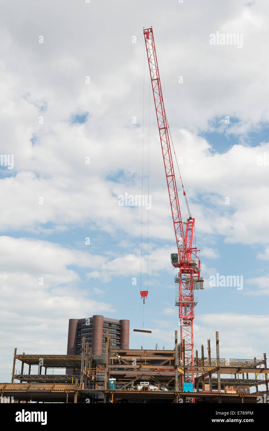 Tower crane working on new headquarters for Alexion Pharmaceuticals.  New Haven, Ct. Stock Photo