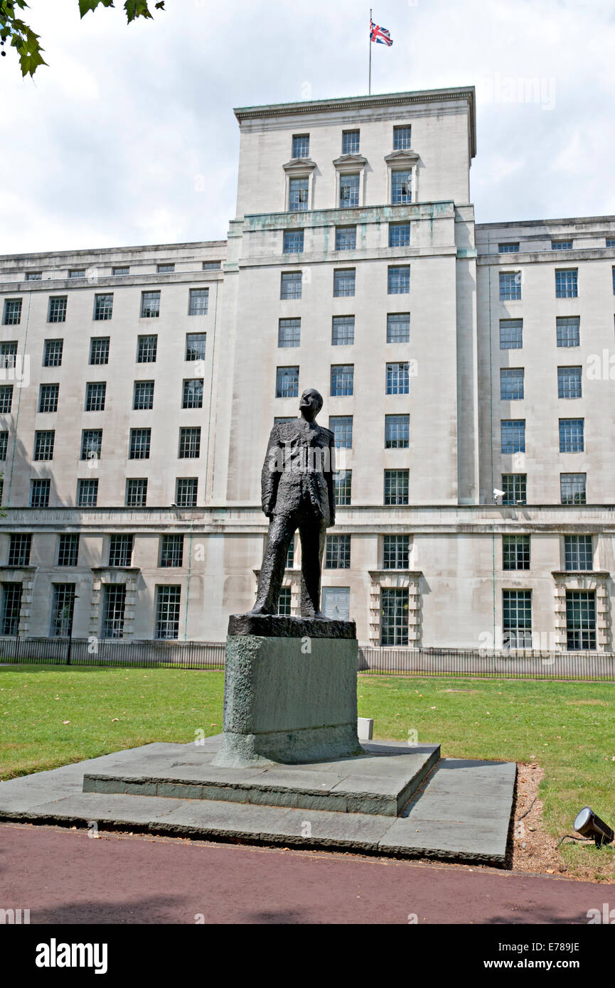 Statue of Lord Portal of Hungerford in the gardens in front of The