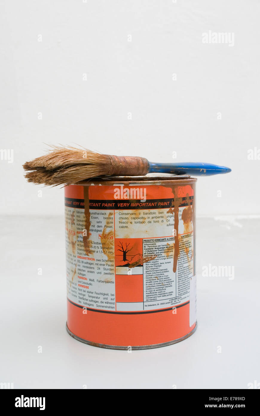 paint brush on paint pot Stock Photo Alamy