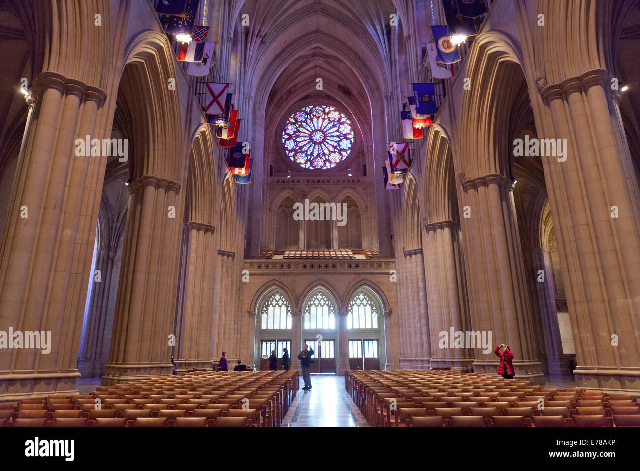 The west rose window, National Cathedral - Washington DC, USA Stock Photo