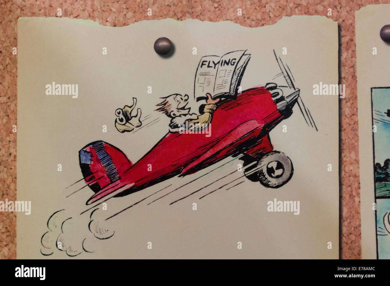 vintage airplane drawing red