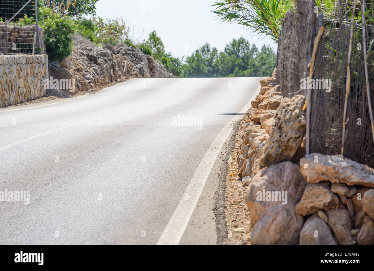 Road crest in Mallorca, Balearic islands, Spain in July. Stock Photo
