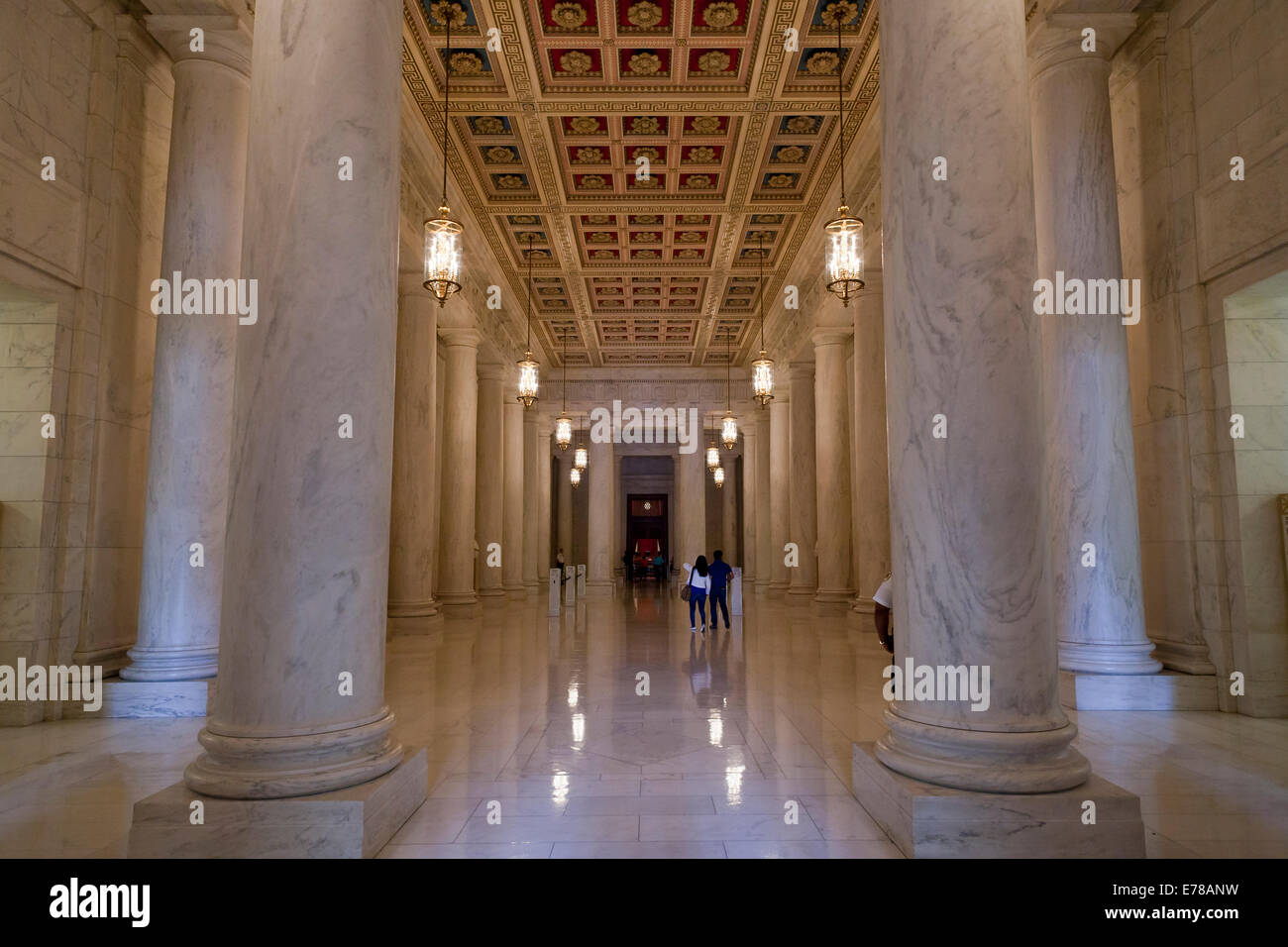 US Supreme Court building interior columns - Washington, DC USA Stock Photo