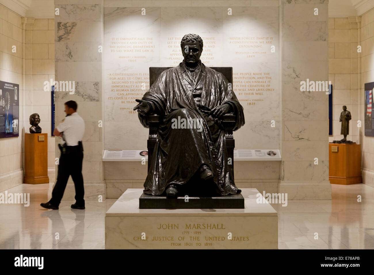 Chief Justice John Marshall statue, US Supreme Court main lobby - Washington, DC USA Stock Photo