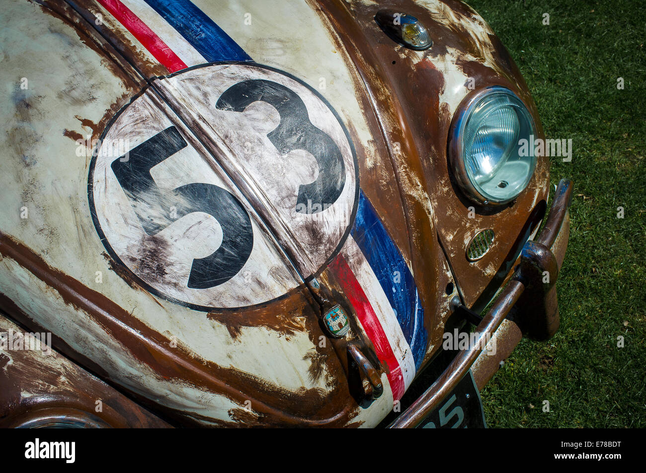 Close up of the bonnet of a classic Volkswagen Beetle car bonnet. Stock Photo