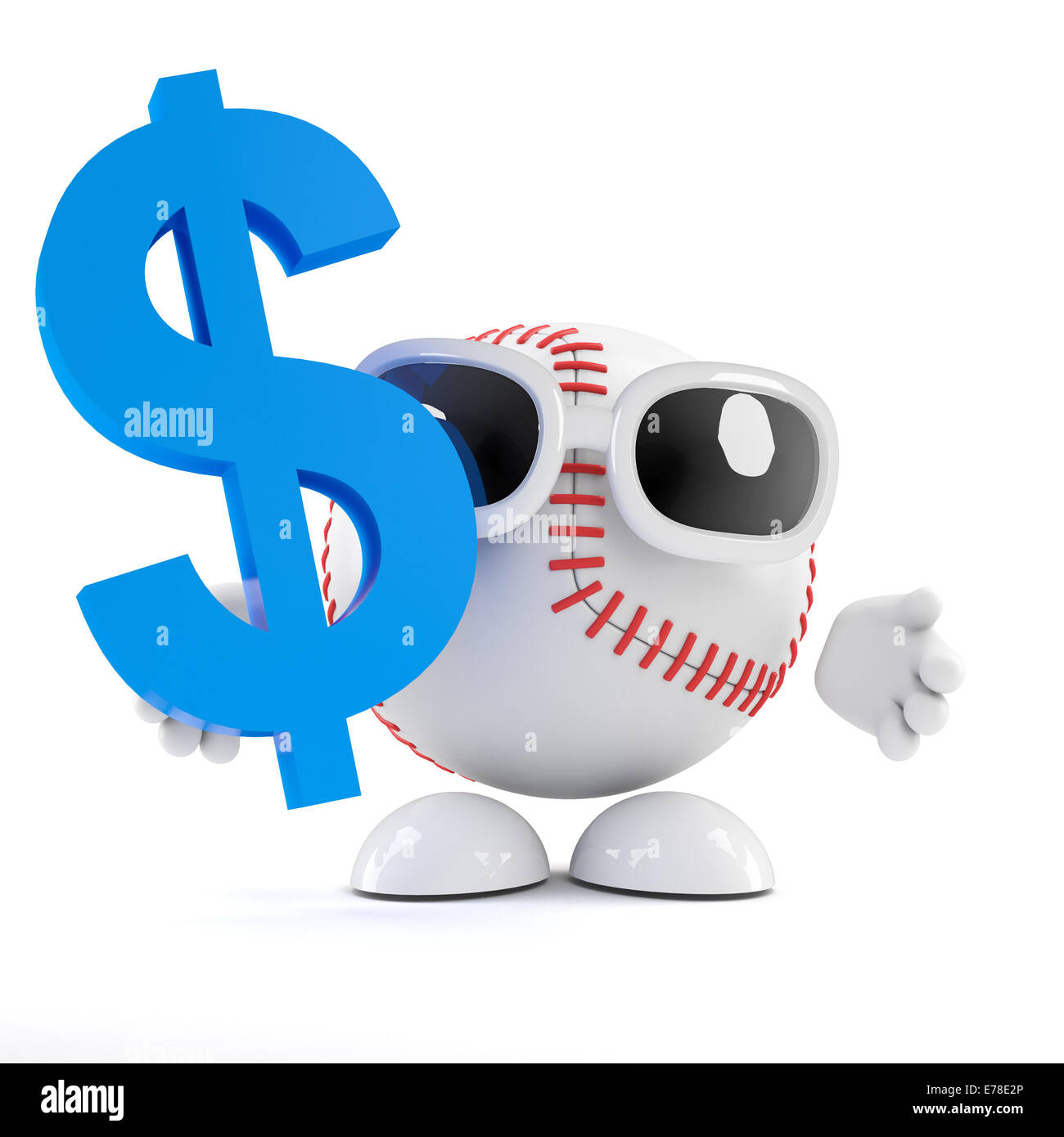3d render of a baseball character holding a US Dollar currency symbol ...