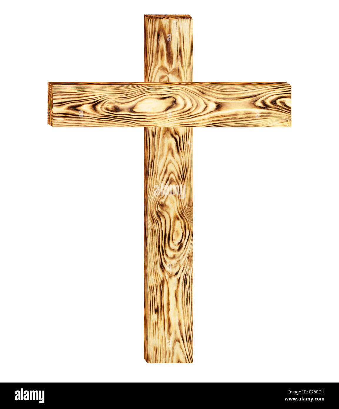Wooden cross isolated on white background. Clipping Path Stock Photo
