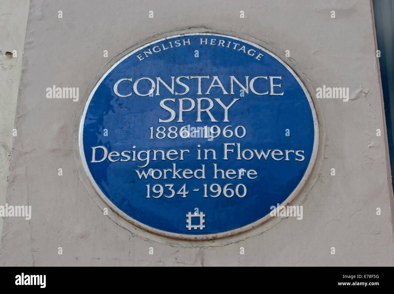 english heritage blue plaque marking a workplace of constance spry, designer in flowers, mayfair, london, england Stock Photo