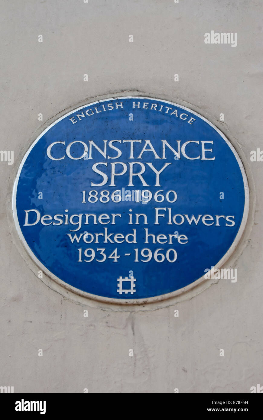 english heritage blue plaque marking a workplace of constance spry, designer in flowers, mayfair, london, england Stock Photo
