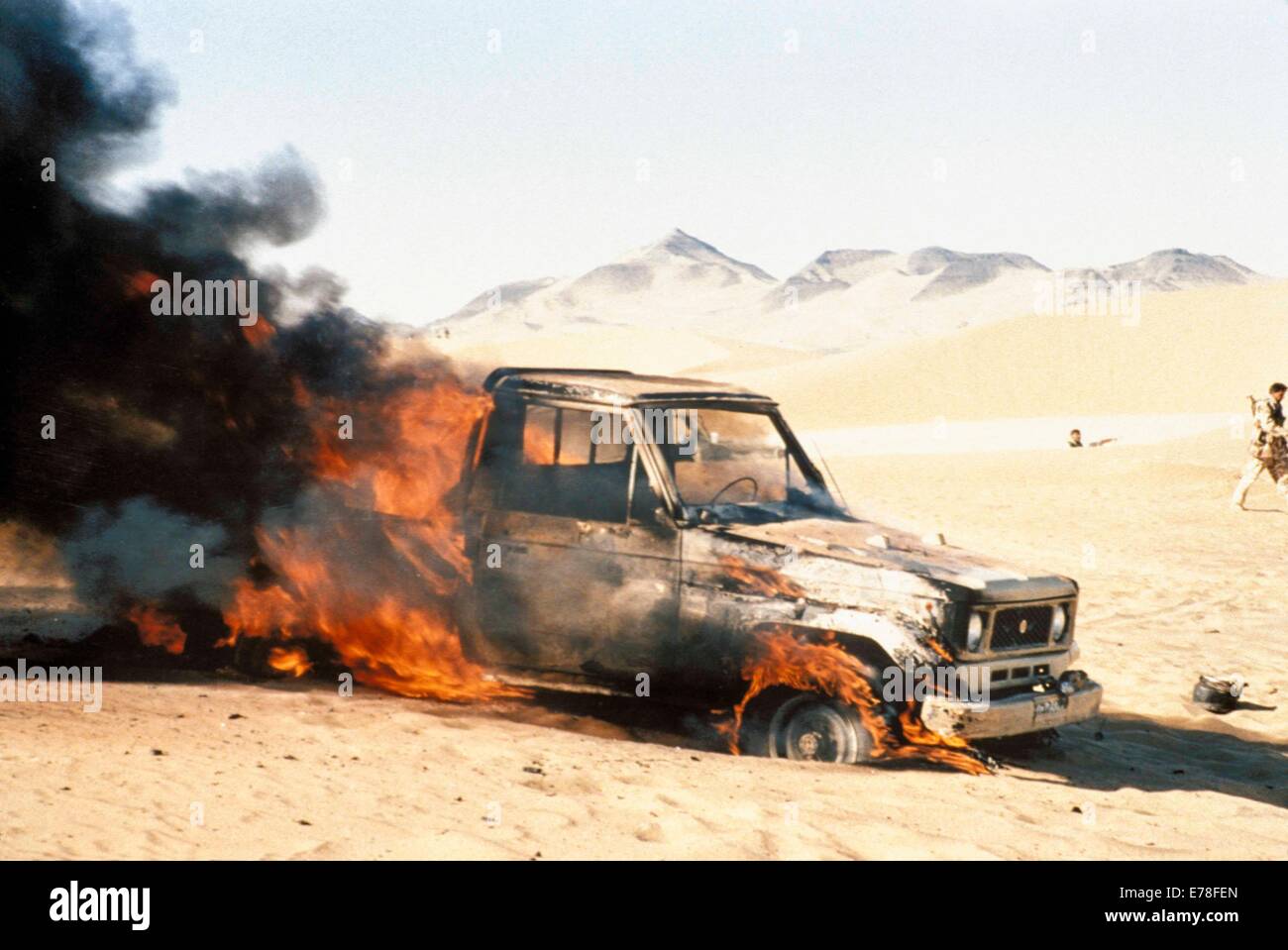 Drug traffickers' vehicle hit by rocket launcher along PAKISTAN-AFGANISTAN border, Koh-e-Sultan - Pakistan. Stock Photo